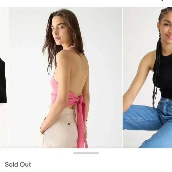 J.Crew Plus Size Tie back halter sweater tank in Heather Almond Size 3X NWT - Picture 8 of 9